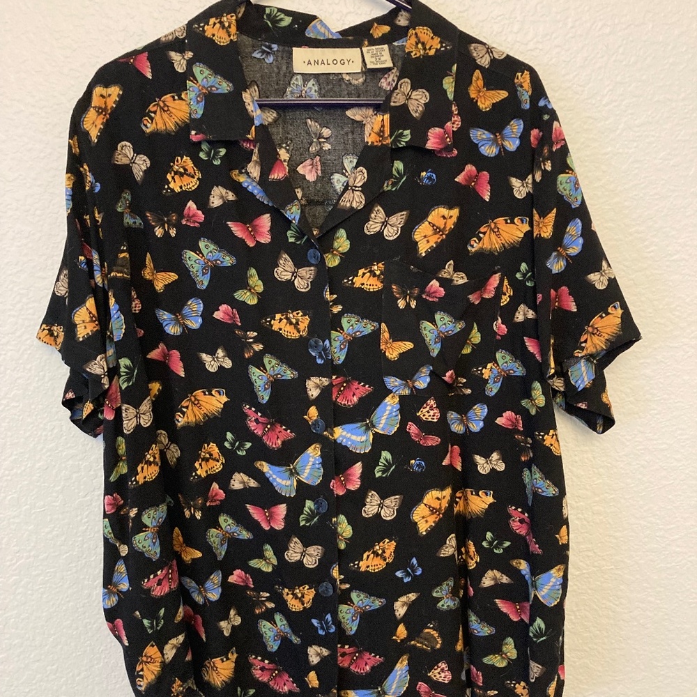 Analogy Rayon butterfly camp shirt - 2X